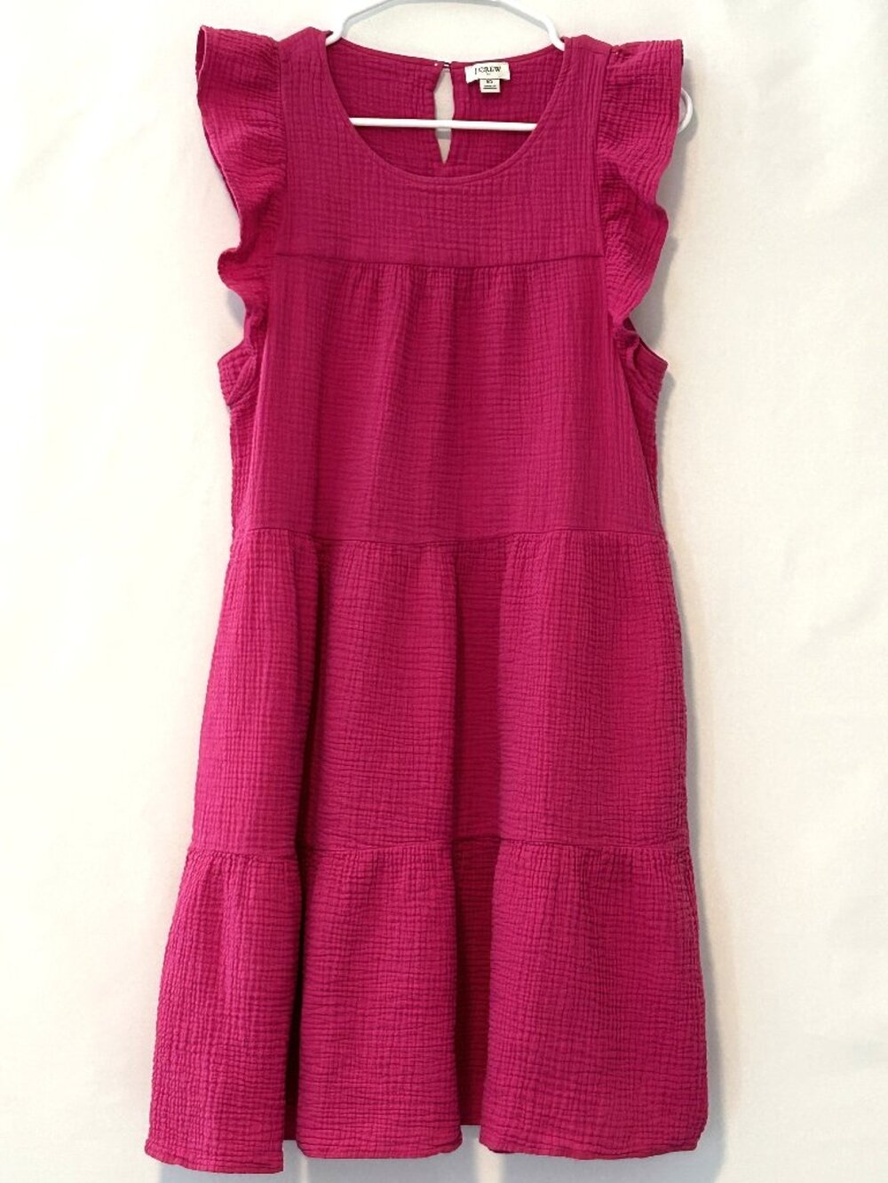 J Crew cotton pink tiered gauze dress, size 10